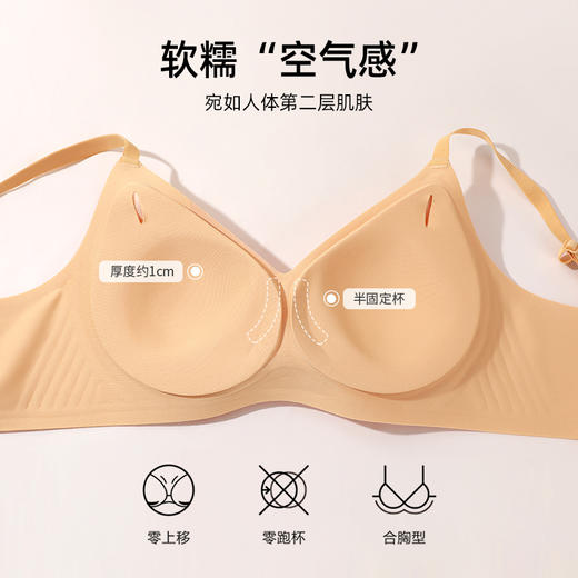 熳洁儿 舒适无痕聚拢文胸果冻条软支撑立体杯轻薄透气ABC杯可穿24261507 商品图2