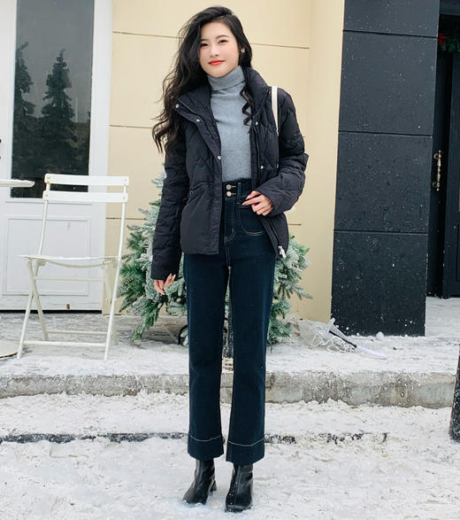 【百图lulu定制】【纸片人羽绒服】90白鸭绒 仿钻绒 短款 菱形格纹衍缝 羽绒服外套 商品图10