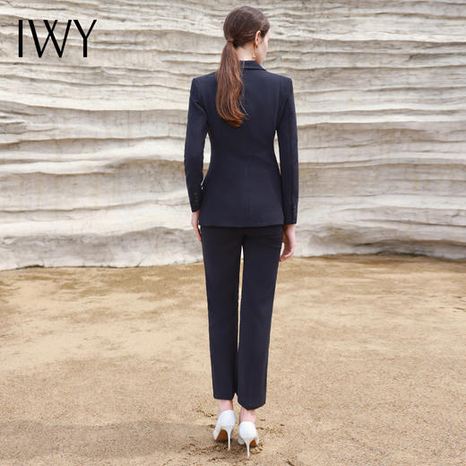 IWY/高端藏青色阔腿裤西装套装女商务面试经理职业装工作服C13309+P33309 商品图6
