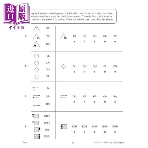 【中商原版】英国CGP 11+ GL 10-Minute Tests: Non-Verbal Reasoning - Ages 9-10 (with Online Edition) 商品图3