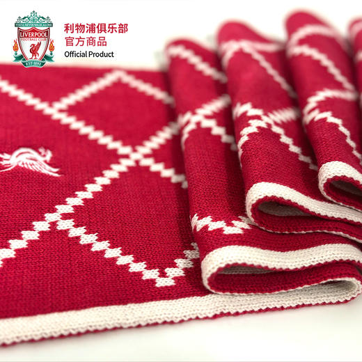 利物浦俱乐部官方商品丨红色菱格纹拼色针织围巾时尚百搭秋冬 商品图2