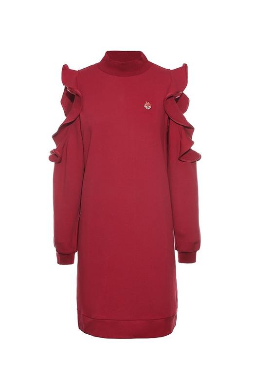 komello 荷叶边露肩卫衣裙 14904 商品图5