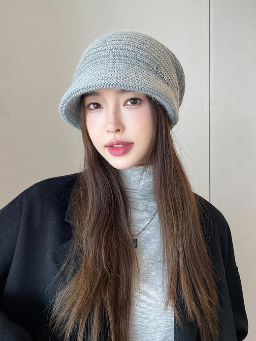 女双层兔毛针织帽 商品图6