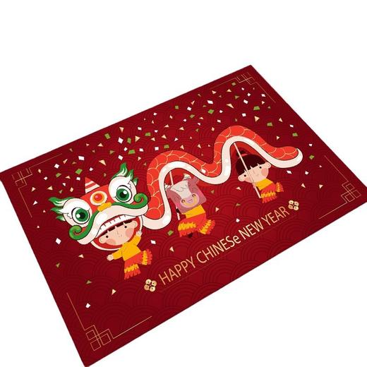 2025龙年【卡通红色地垫喜庆开门红地毯】入户门耐脏脚垫 门外蹭土垫 商品图4