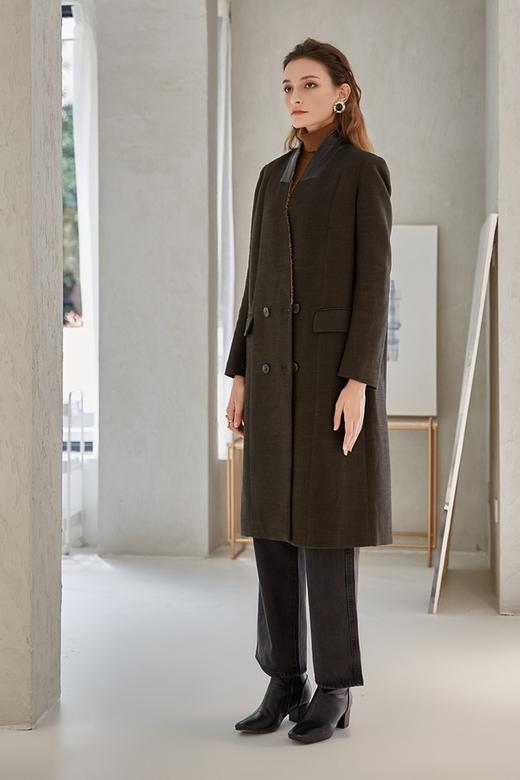 DAMO WANG/王大墨 黑色一粒扣超长款毛呢大衣 14096 商品图5