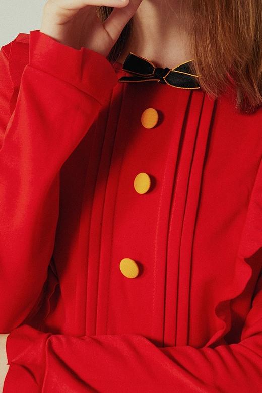 komello 红色木耳边连衣裙 14566 商品图4