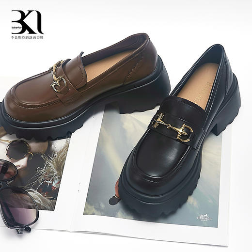 预售15天BAKERLOO倍加路娜搭扣时尚厚底乐福鞋 商品图5