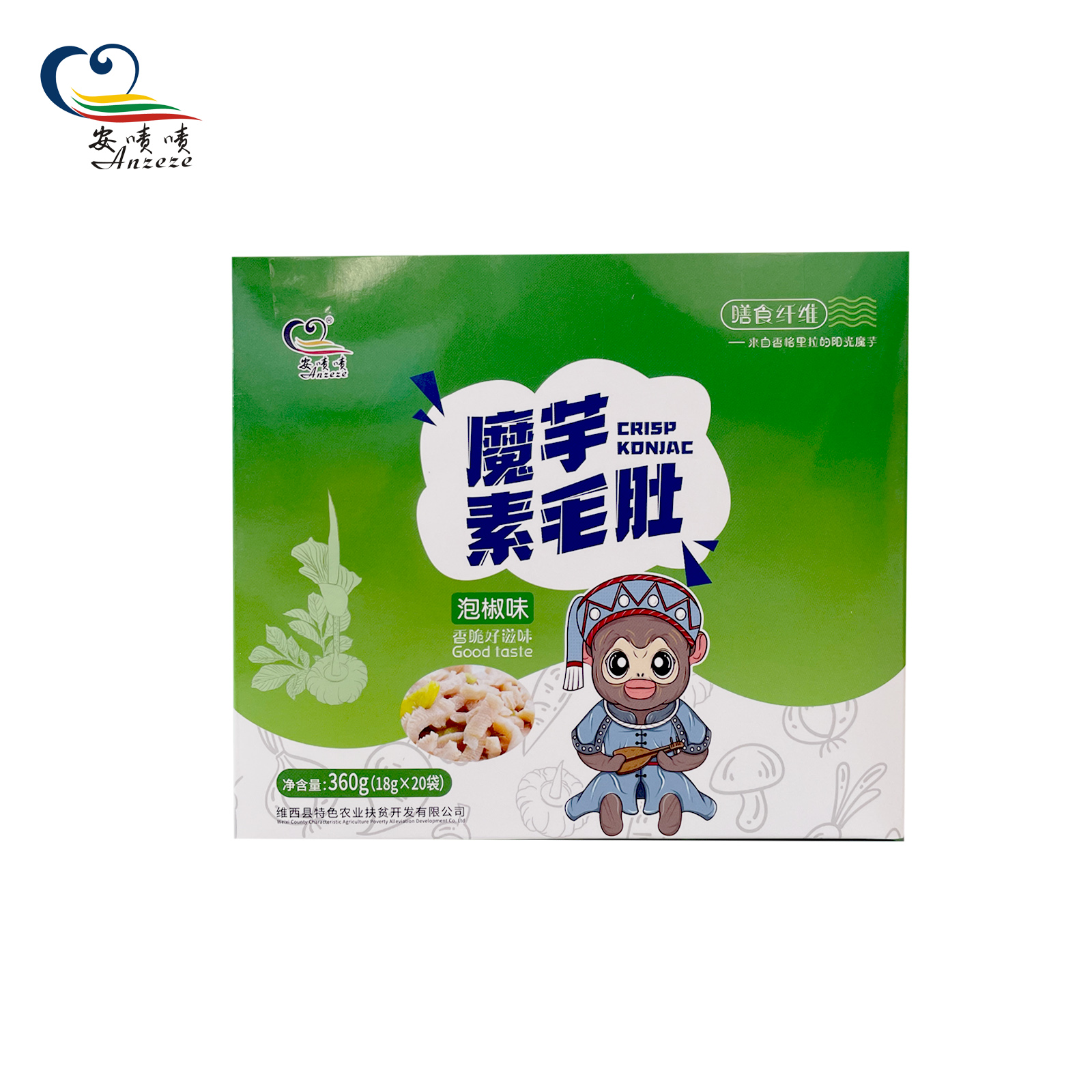 安啧啧·魔芋素毛肚（即食）泡椒味 18g*20袋/盒