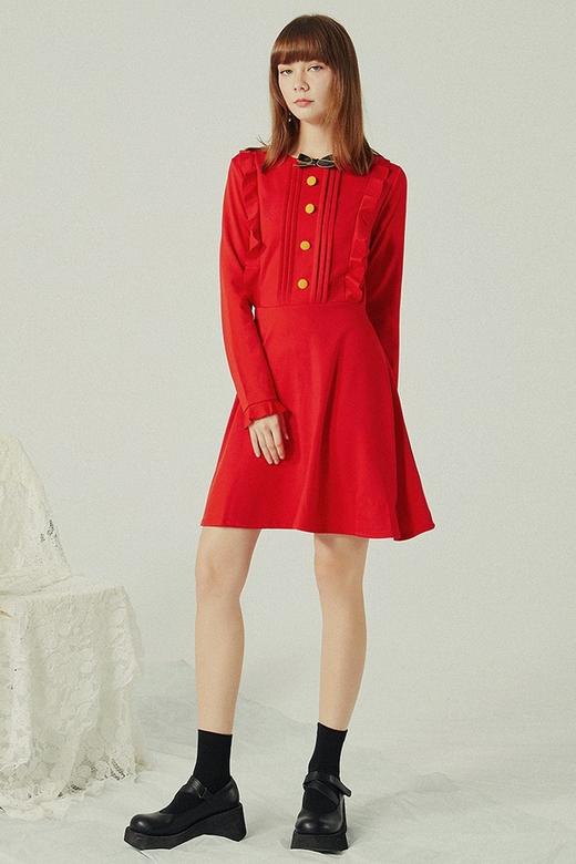 komello 红色木耳边连衣裙 14566 商品图0