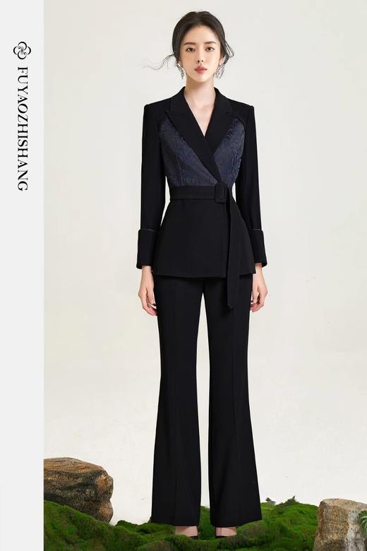 扶摇 清冷感高级提花新中式西装套装女职业装主持人演讲正装 商品图4