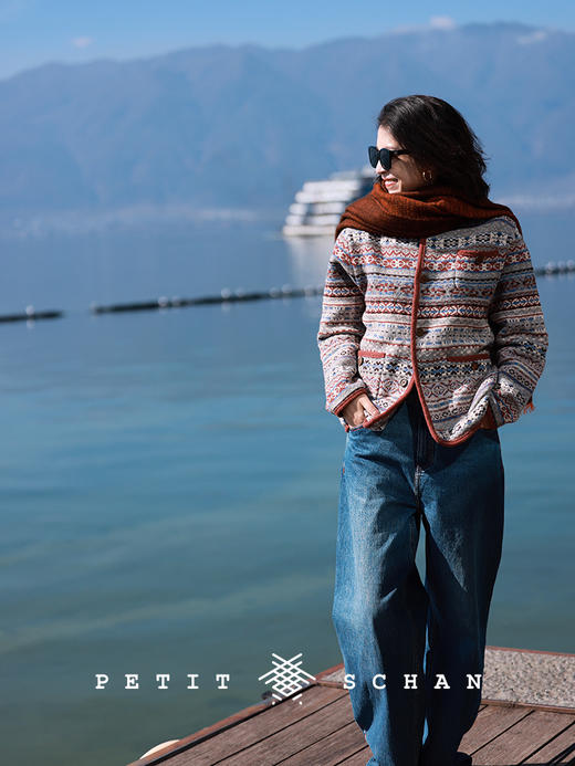 PETIT SCHAN小闪 CLO#412 Star of Bethlehem 圣诞星 绵羊毛羊驼毛混纺费尔岛提花小立领开衫 商品图1