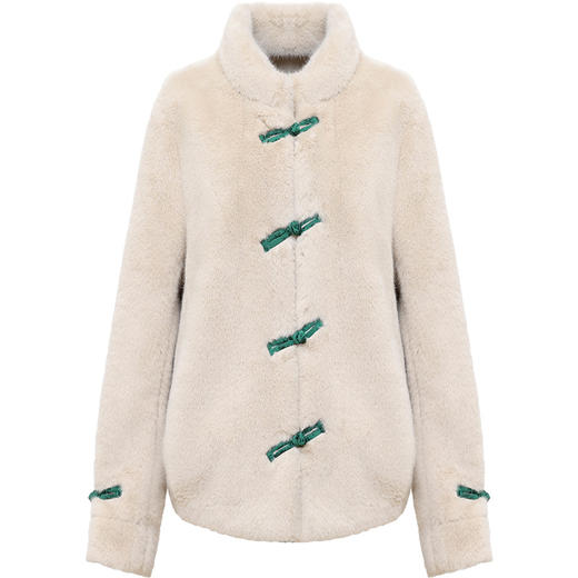 冬款短款时尚保暖仿貂绒外套立领长袖中式盘扣洋气毛绒上衣QYM-OMS-ZXB3360-L 商品图4