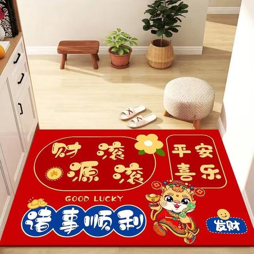 2025龙年【卡通红色地垫喜庆开门红地毯】入户门耐脏脚垫 门外蹭土垫 商品图2