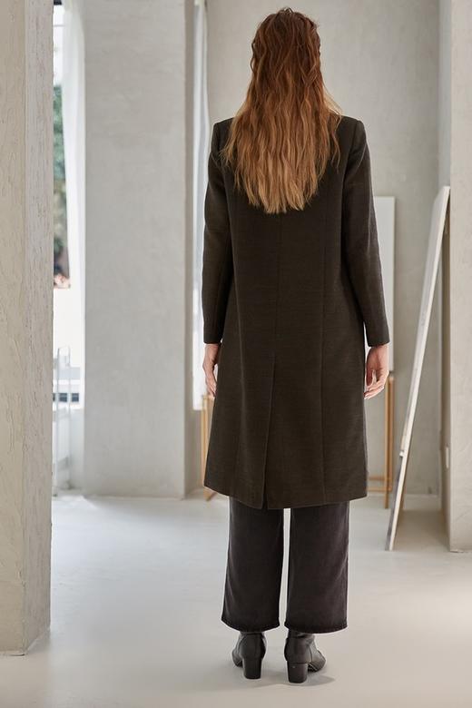 DAMO WANG/王大墨 黑色一粒扣超长款毛呢大衣 14096 商品图3