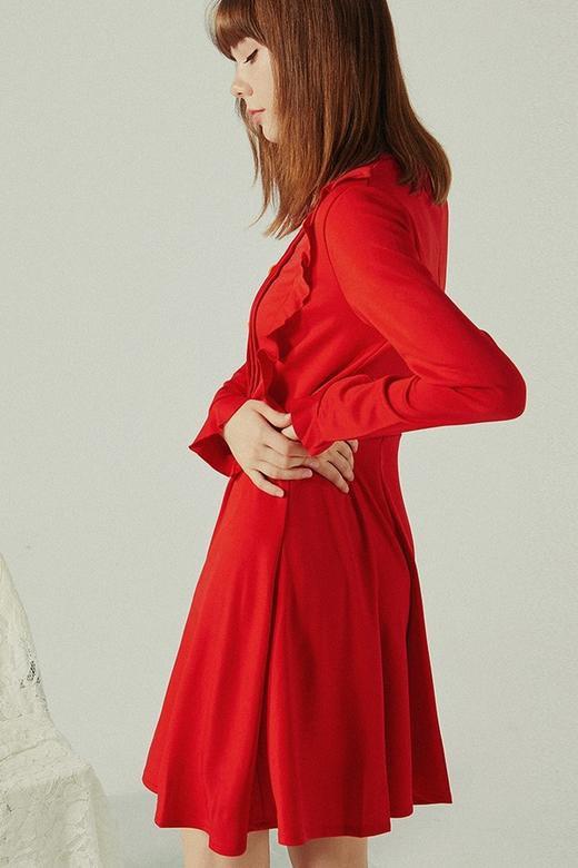 komello 红色木耳边连衣裙 14566 商品图1