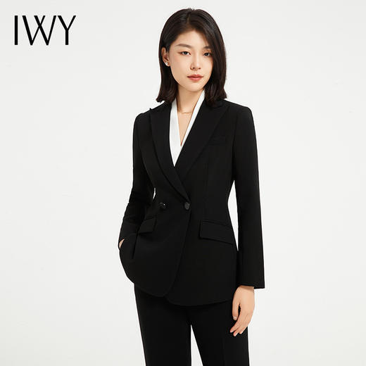 IWY/黑色西装套装女秋冬款高级感通勤面试正装职业装西服工作服C13502+P33502 商品图2