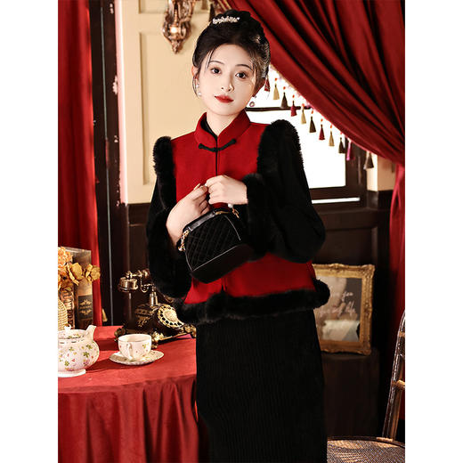 冬季加绒厚套装旗袍，过年战袍拜年服唐装小袄LSB-2535 商品图3