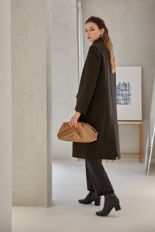 DAMO WANG/王大墨 黑色一粒扣超长款毛呢大衣 14096 商品图2