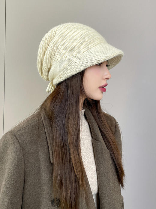 女双层兔毛针织帽 商品图5