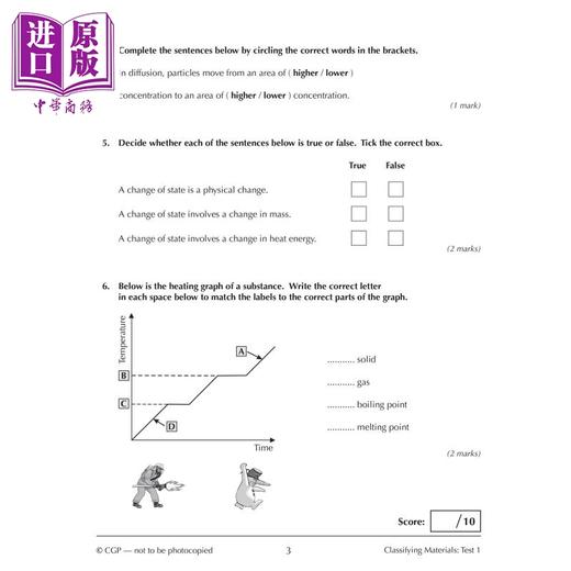 预售 【中商原版】英国原版CGP教辅 新KS3化学10分钟测试 New KS3 Chemistry 10-Minute Tests (with answers) 中学教辅 英文 商品图4