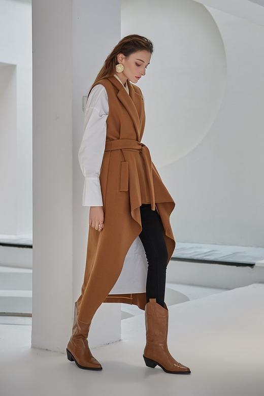 DAMO WANG/王大墨 棕色结构感毛呢马甲 14318 商品图1