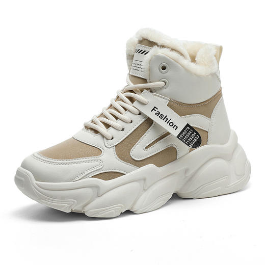  年终大促！【优化腿部线条！舒适显脚小】老爹鞋冬季新款高帮女休闲百搭，运动女鞋厚底加绒拼色鞋女，优美鞋型 穿上尽显秀气 轻柔包边 不磨脚 商品图9