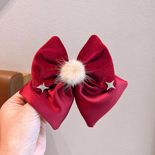 【龙年国风头饰】儿童红色蝴蝶结过年发夹2023新款公主宝石皇冠发卡小女孩过年头饰 商品图5