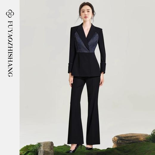 扶摇 清冷感高级提花新中式西装套装女职业装主持人演讲正装 商品图3
