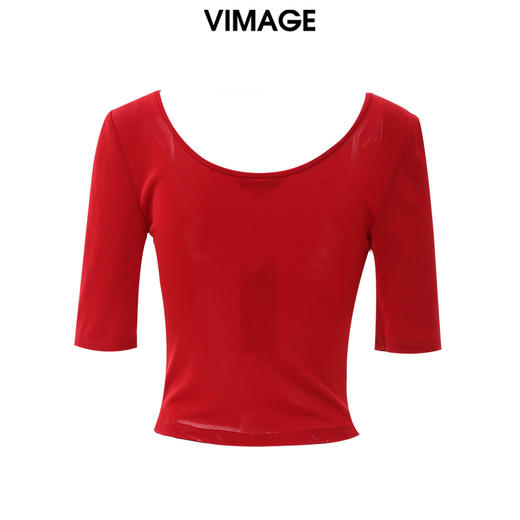 VIMAGE纬漫纪春季新款时尚显瘦方领小上衣V2113704 商品图6