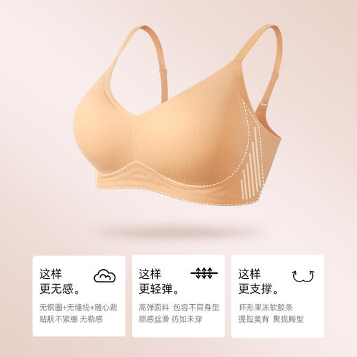 熳洁儿 舒适无痕聚拢文胸果冻条软支撑立体杯轻薄透气ABC杯可穿24261507 商品图1