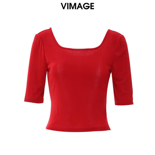 VIMAGE纬漫纪春季新款时尚显瘦方领小上衣V2113704 商品图5