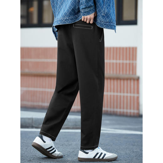 gxgjeans男装休闲裤冬季黑色明线直筒长裤子潮牌宽松 商品图2