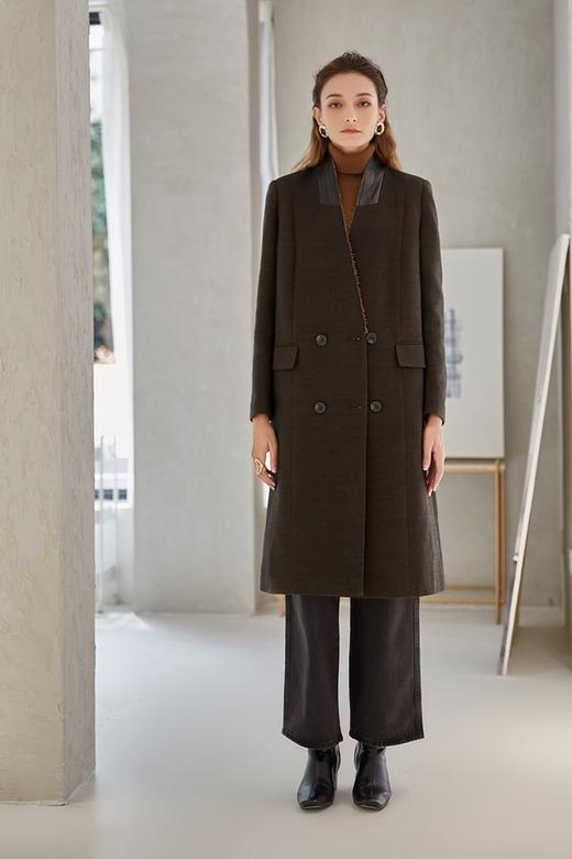 DAMO WANG/王大墨 黑色一粒扣超长款毛呢大衣 14096 商品图6