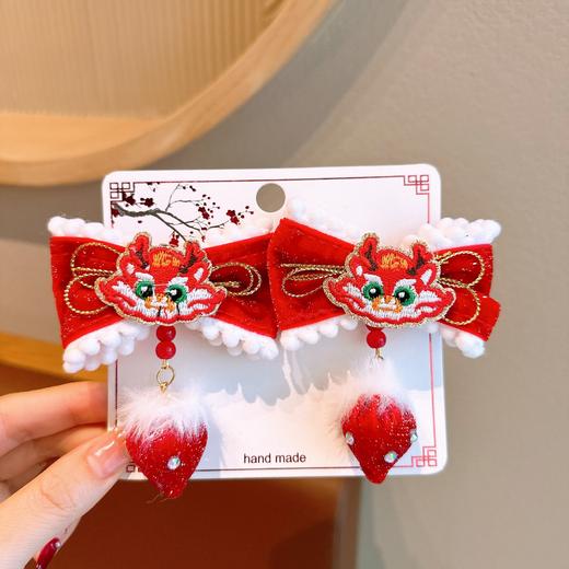 中国风新年头饰儿童过年发饰女童假发蝴蝶结拜年发卡宝宝喜庆发夹 商品图12