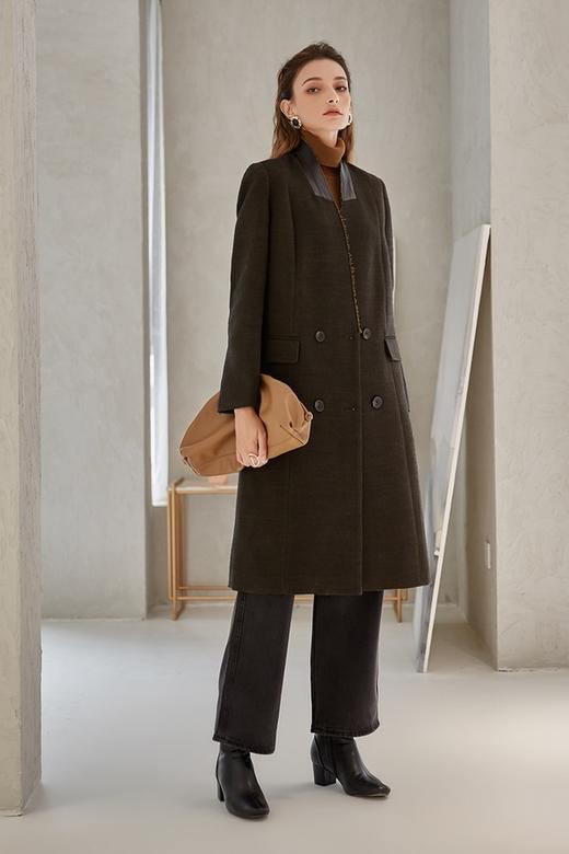 DAMO WANG/王大墨 黑色一粒扣超长款毛呢大衣 14096 商品图0