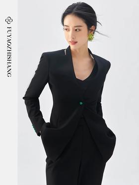 扶摇 黑色小西装外套修身显瘦职业套装女士西服