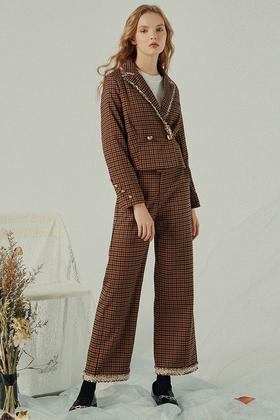 komello 棕色格子套装 14907
