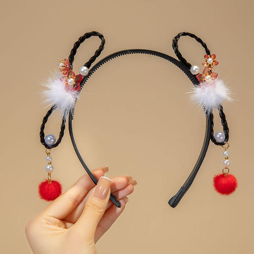 【新年国风发箍】中国风新年发饰女童汉服喜庆红色流苏假发辫子发箍宝宝过年头饰 商品图10