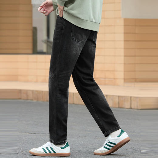 gxgjeans男装牛仔裤秋季深灰色直筒修身小脚裤锥形裤 商品图2
