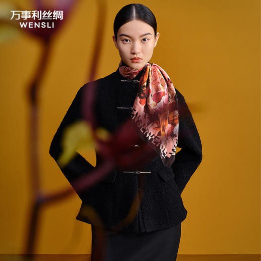 万事利“灼灼花开”63厘米双面印花中方巾 商品图0