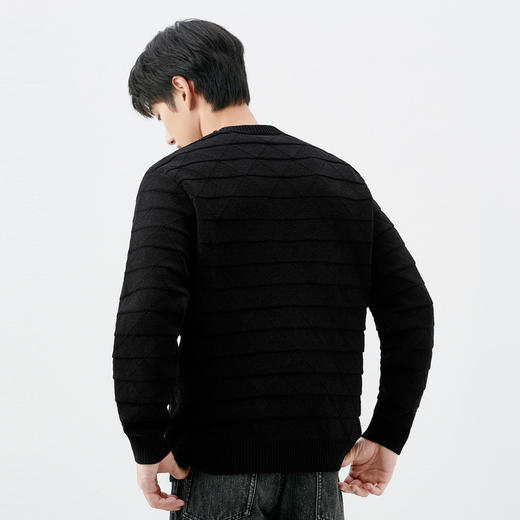 gxgjeans男装冬季黑色针织衫提花圆领套头毛衣男 热卖毛衫 商品图2