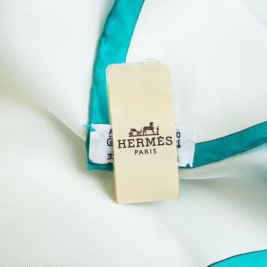 【99新】爱马仕（HERMES）女士蓝绿条纹编织印花丝巾241218TH01 商品图8