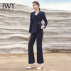 IWY/高端藏青色阔腿裤西装套装女商务面试经理职业装工作服C13309+P33309 商品缩略图0