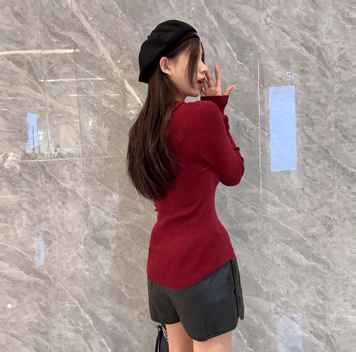 WS连帽领口金属小标长袖针织衫31015 冬季 268054520586 商品图2