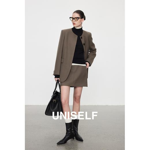 精纺羊毛马吉拉风无领西装女2023秋新款气质时髦半裙套装 商品图3