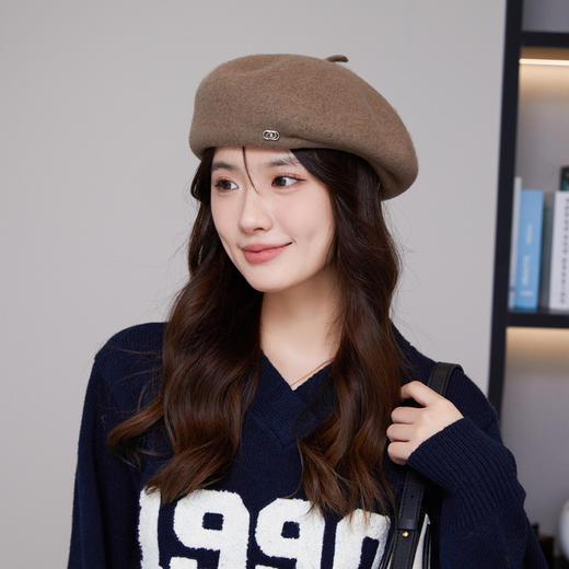 「七色可选！个性好搭」秋冬文艺复古画家帽 定型贝雷帽日系压褶画家帽韩版显脸小贝雷帽配饰 商品图2