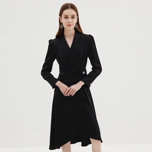 EITIE爱特爱秋季新款气质时尚翻领收腰连衣裙7177817 商品图3