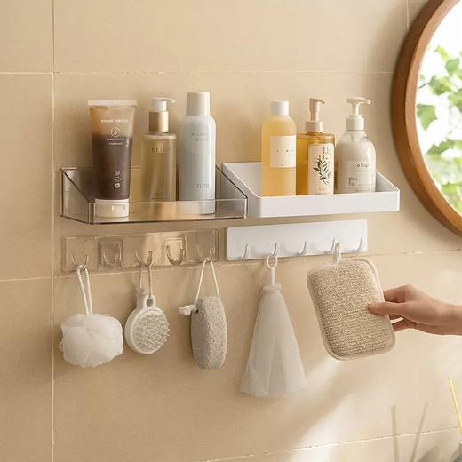 挂钩免打孔强力粘胶门后挂衣架衣服毛巾厨房透明无痕粘贴连排粘钩 商品图3