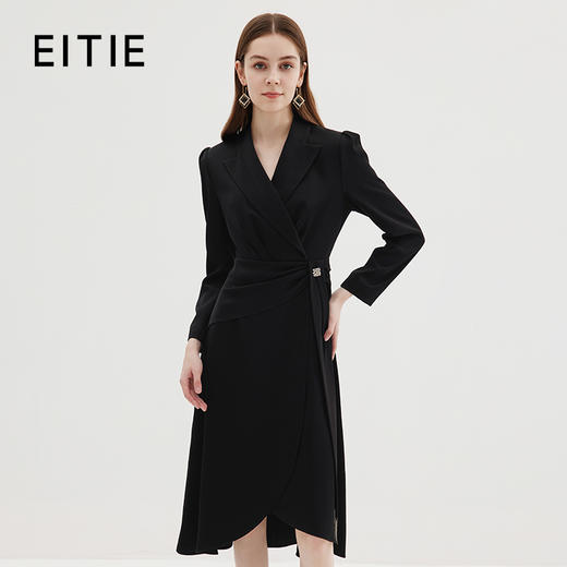 EITIE爱特爱秋季新款气质时尚翻领收腰连衣裙7177817 商品图0