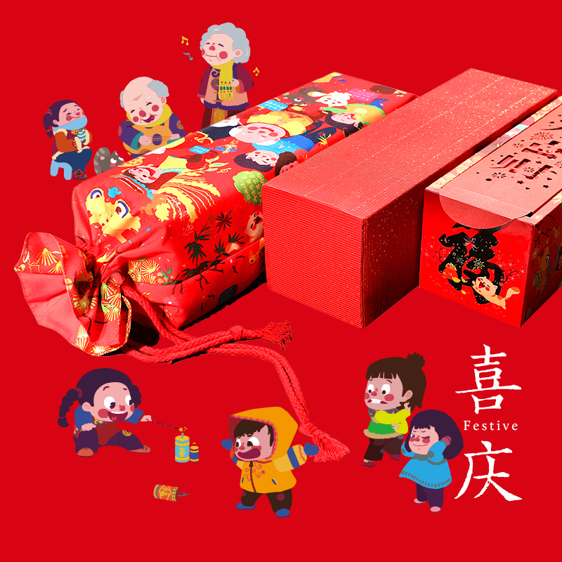 俗画说 福袋回家春节喜庆新年对联窗花红包